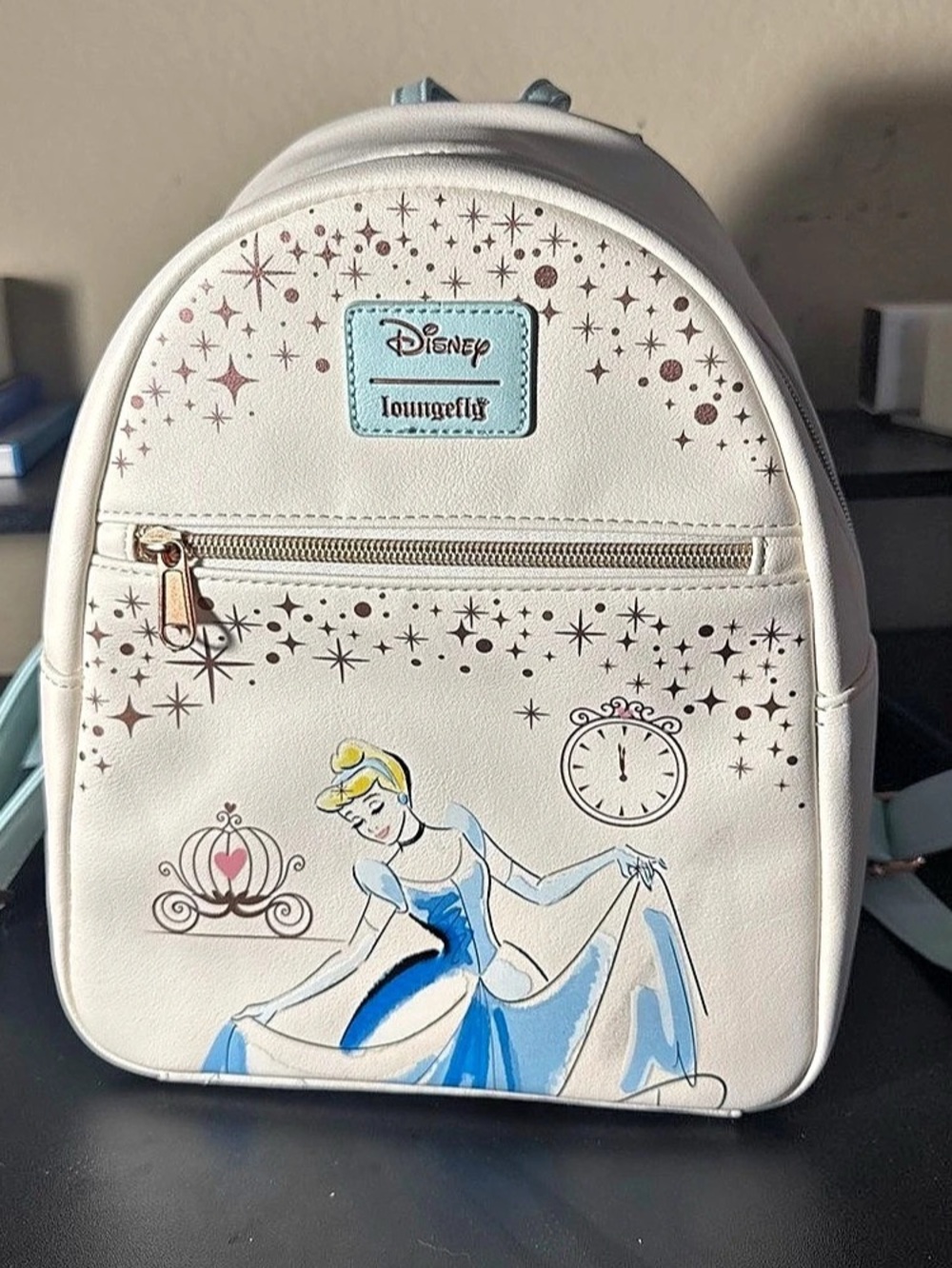 Loungefly Disney Cinderella Clock & Carriage Mini Backpack White & Blue